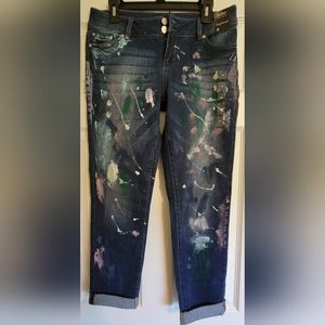 Painted denim cropped pants